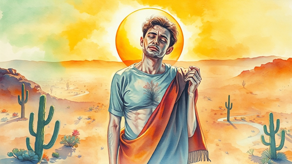 일사병 vs 열사병: 핵심 차이 (watercolor 스타일)