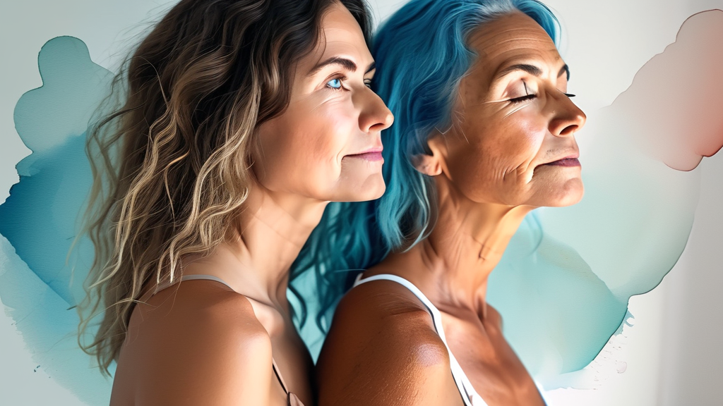 갱년기 피부 관리, 건강한 생활 습관으로 완성하기 (watercolor 스타일)