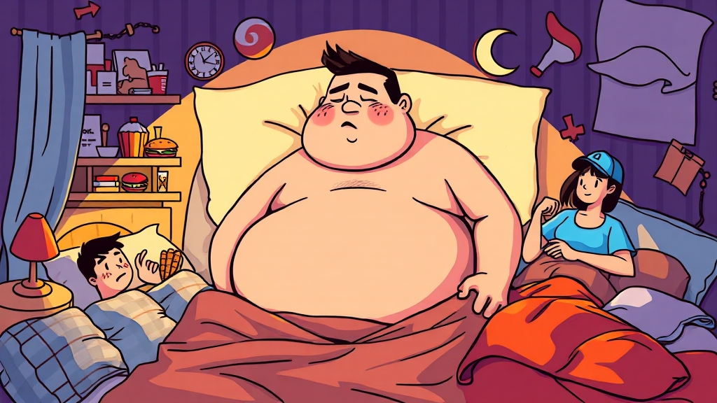 수면무호흡증 주요 원인 (cartoon 스타일)