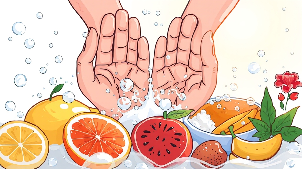 장염 예방을 위한 생활 습관 (illustration 스타일)