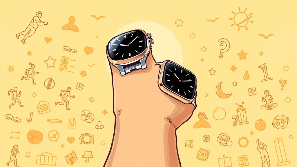 갤럭시 워치 vs 애플워치 사용자 후기 (cartoon 스타일)