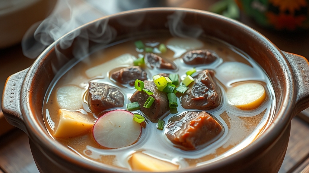 토란국 재료 준비 (realistic 스타일)