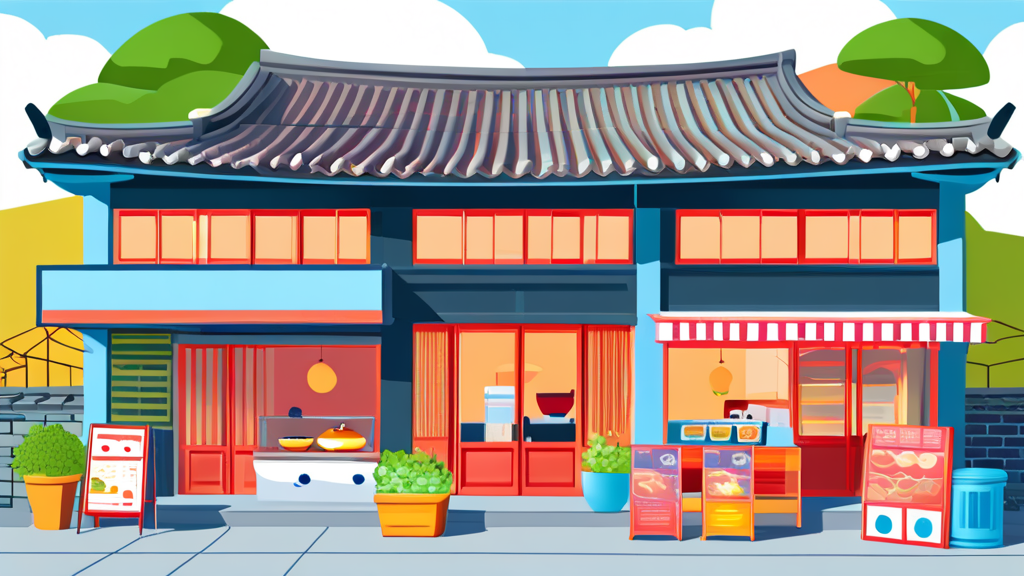 미식 탐험: 차이나타운 대표 맛집과 놓치지 말아야 할 메뉴 (illustration 스타일)