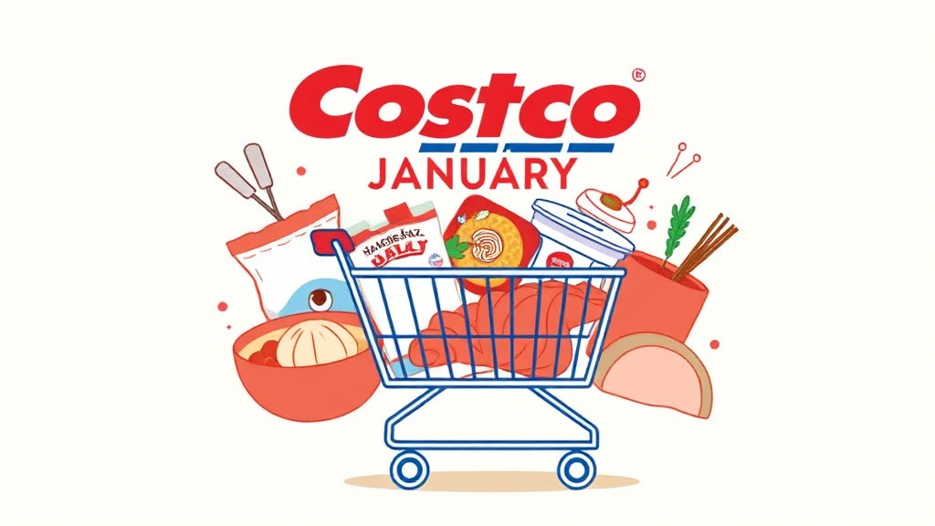 1월 식품 할인: 스마트 쇼핑 (illustration 스타일)