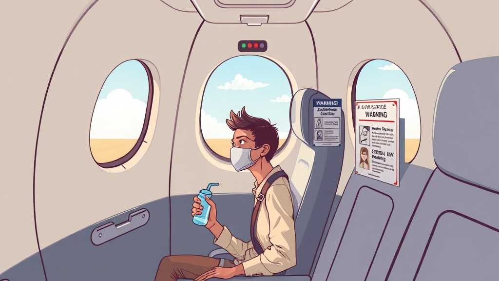 날씨 및 건강 정보: 기내 건강 주의 (illustration 스타일)