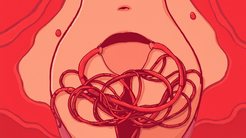 자궁근종 원인 분석 (cartoon 스타일)