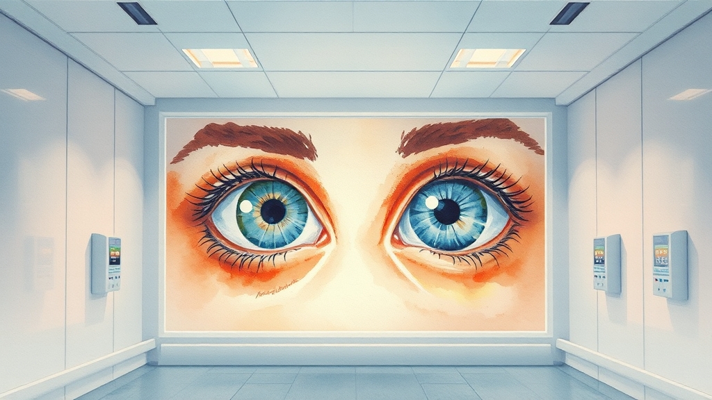 백내장 수술 과정 (watercolor 스타일)