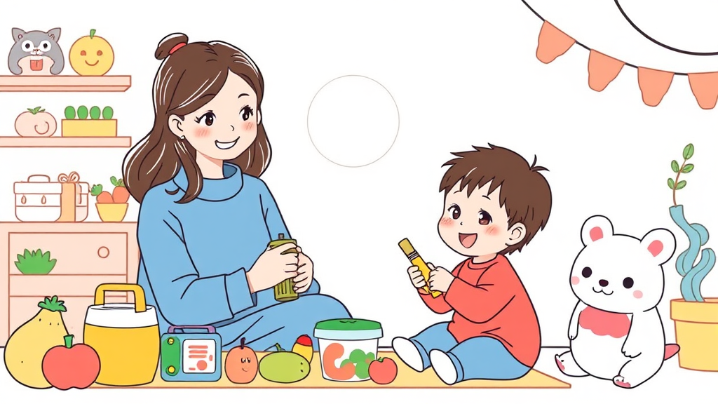 다이소 육아템 후기, 엄마들의 경험 (illustration 스타일)