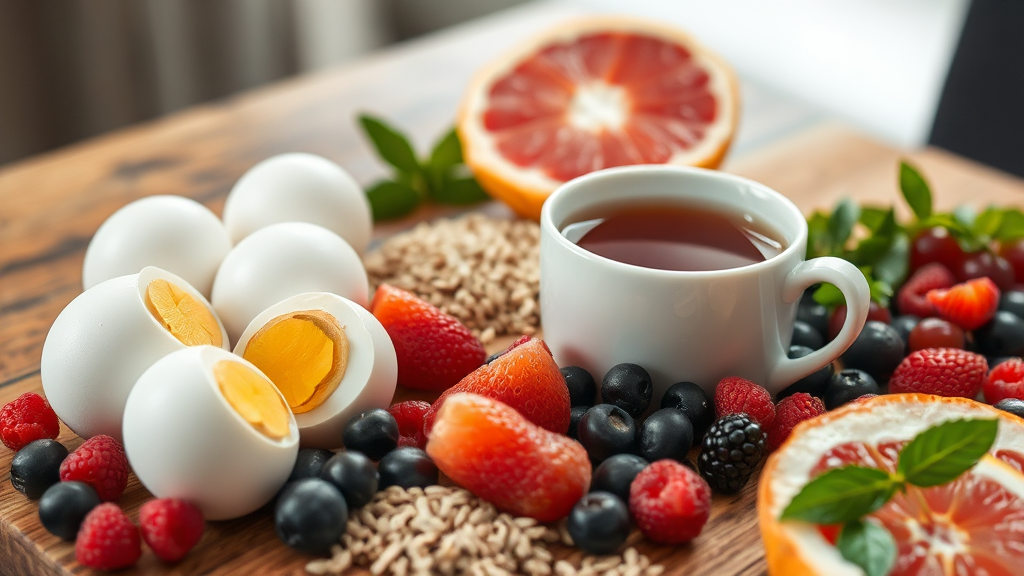 지방 연소를 돕는 건강한 식단 구성 (realistic 스타일)