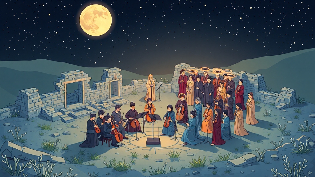 음악과 문화, 밤을 수놓다 (cartoon 스타일)