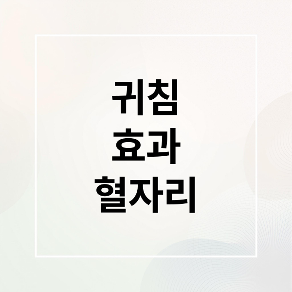 귀침
효과
혈자리 (귀침 혈자리 효과)