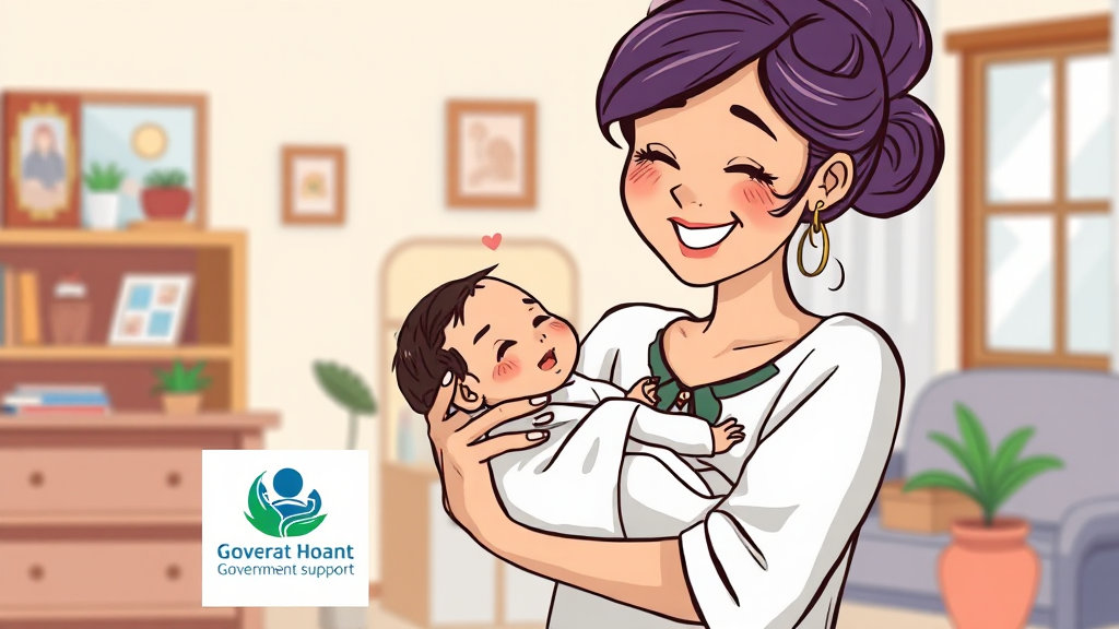 산후도우미 지원 사업 (cartoon 스타일)