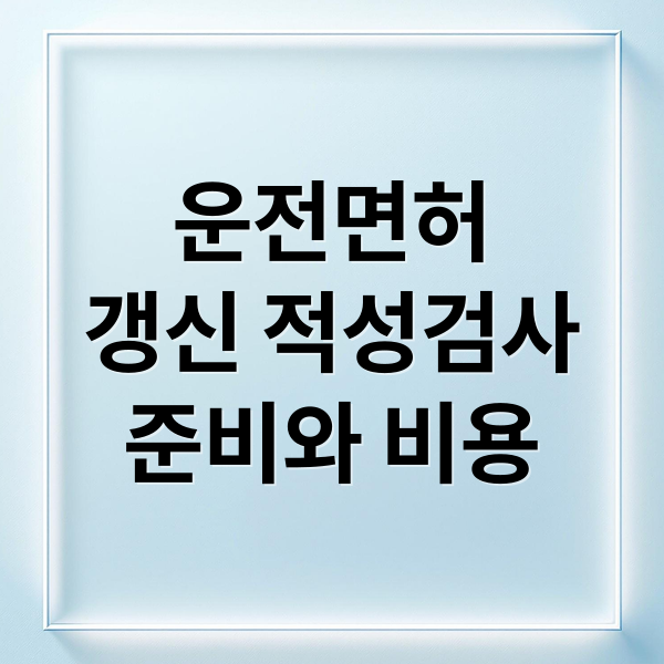 운전면허
갱신 적성검사
준비와 비용 (운전면허 적성검사 갱신)