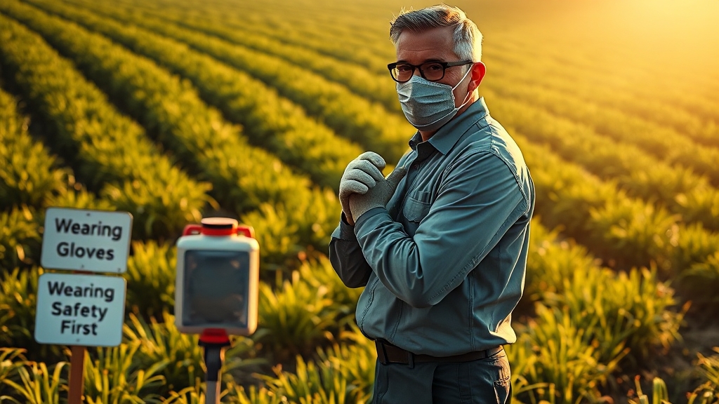 해충 방제 시 주의사항 및 안전 수칙 (realistic 스타일)