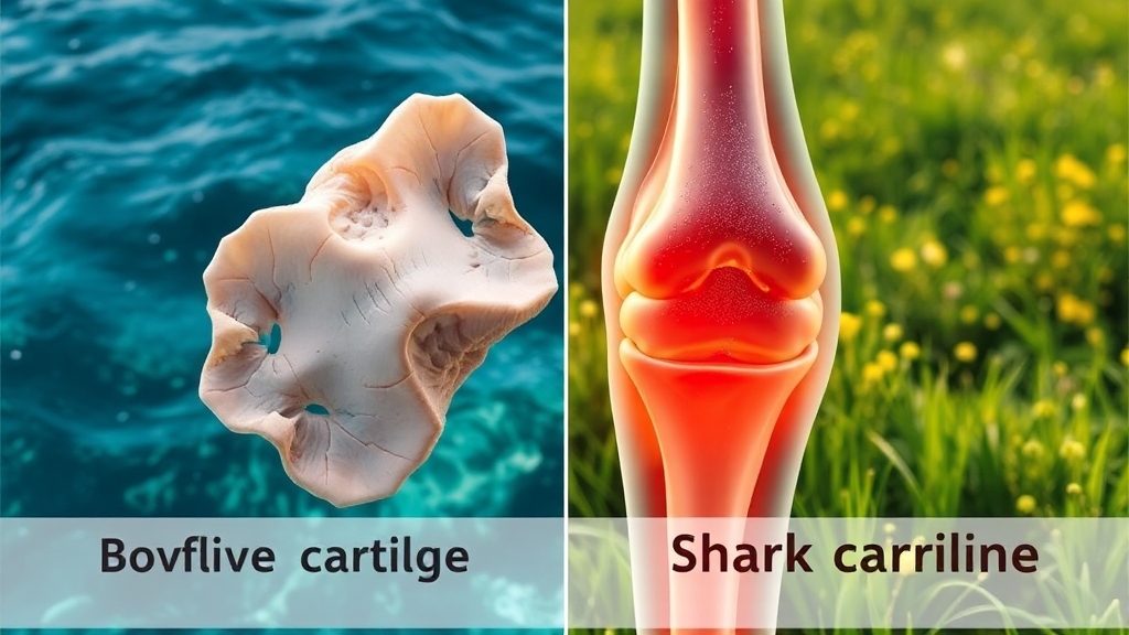 콘드로이친 종류별 차이 (상어 vs 소) (realistic 스타일)