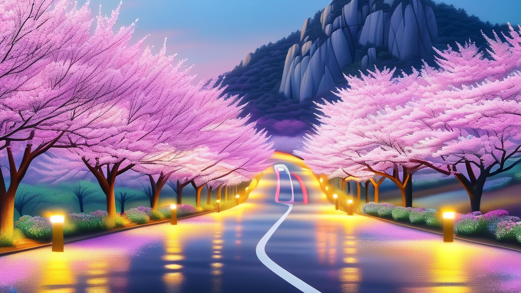 고려산 진달래 축제 방문을 위한 주차 정보 및 교통편 (realistic 스타일)