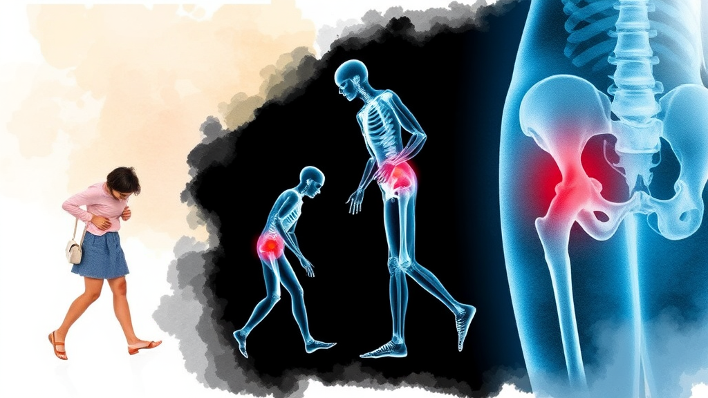 고관절 통증, 다양한 신호와 특징 알아보기 (watercolor 스타일)