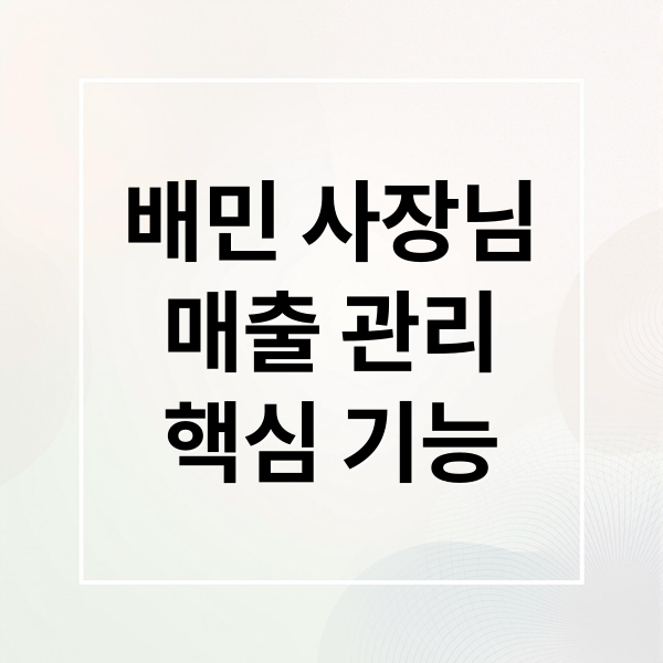 배민 사장님
매출 관리
핵심 기능 (배달의민족 사장님사이트)