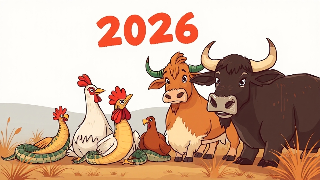 2026년 삼재띠별 특징과 주의점 (cartoon 스타일)