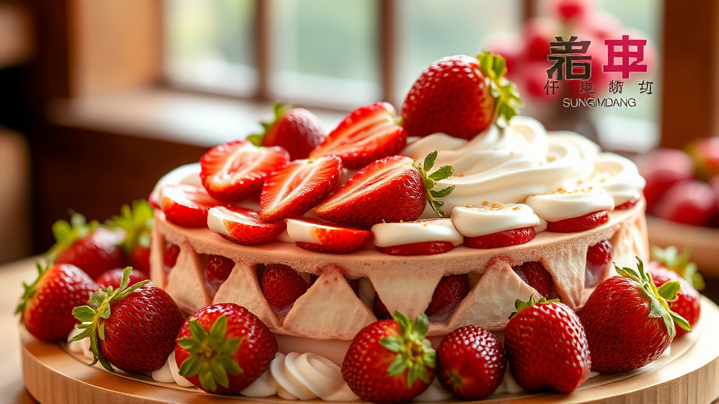 딸기시루, 맛있게 즐겨보세요! (realistic 스타일)