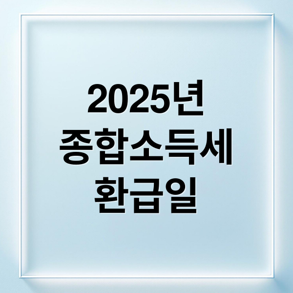 2025년
종합소득세
환급일 (종소세 환급일 확인)