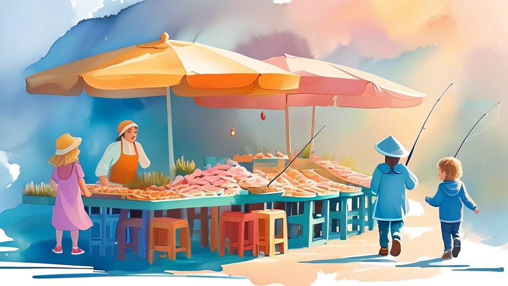 싱싱한 봄 주꾸미 맛보기: 체험 및 판매 프로그램 (watercolor 스타일)