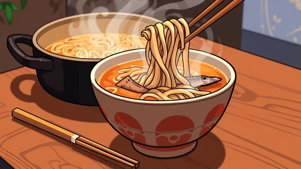 어죽 vs 어탕국수: 맛 비교 (cartoon 스타일)