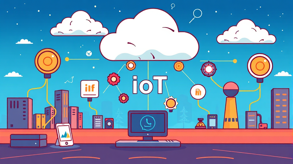 연결된 세상의 중심: 사물인터넷(IoT) 및 클라우드 자격증 (cartoon 스타일)