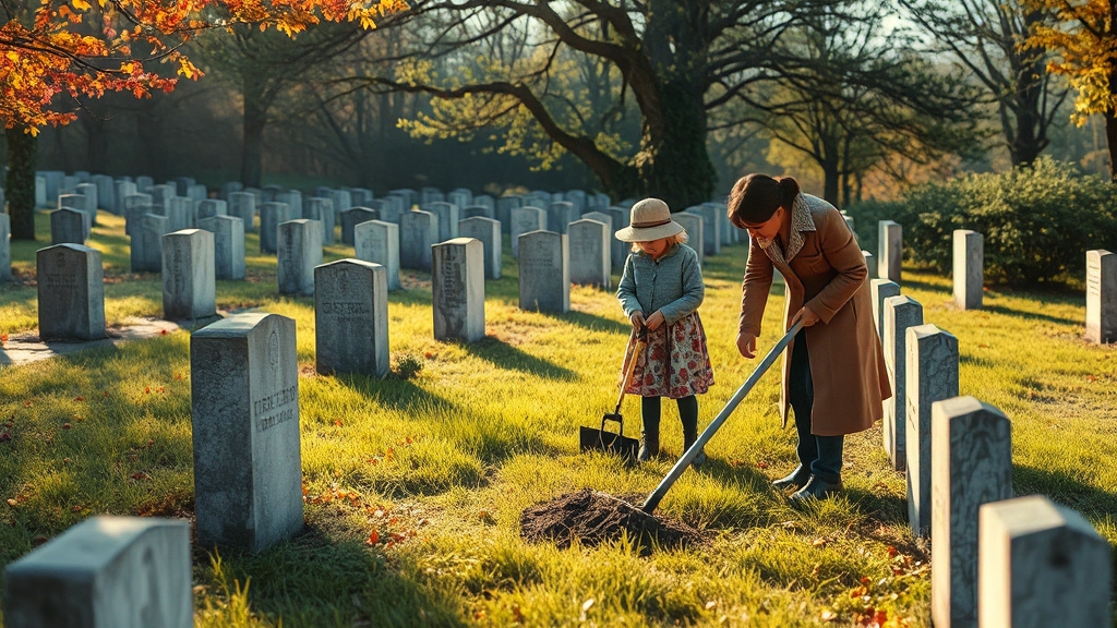 성묘 및 벌초 시 주의사항 (realistic 스타일)