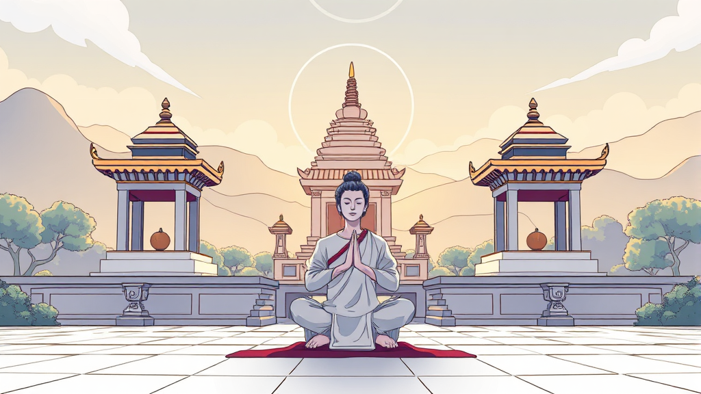 템플스테이 준비물 및 유의사항: 편안하고 의미 있는 시간 만들기 (illustration 스타일)