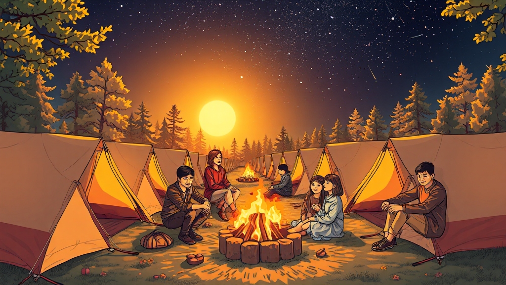 캠핑으로 특별한 추억 만들기! (illustration 스타일)
