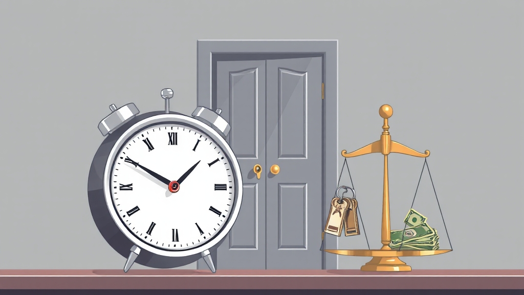 명도소송 기간과 비용 (illustration 스타일)