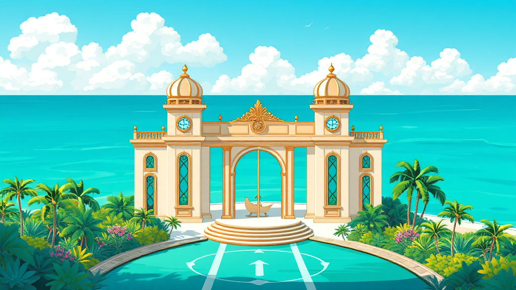 조경 및 단지 환경: 고급 리조트 연상 (illustration 스타일)