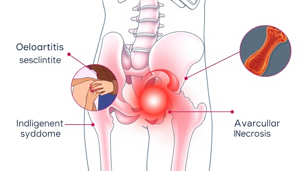 고관절 통증, 어떤 질환을 의심해야 할까? (illustration 스타일)