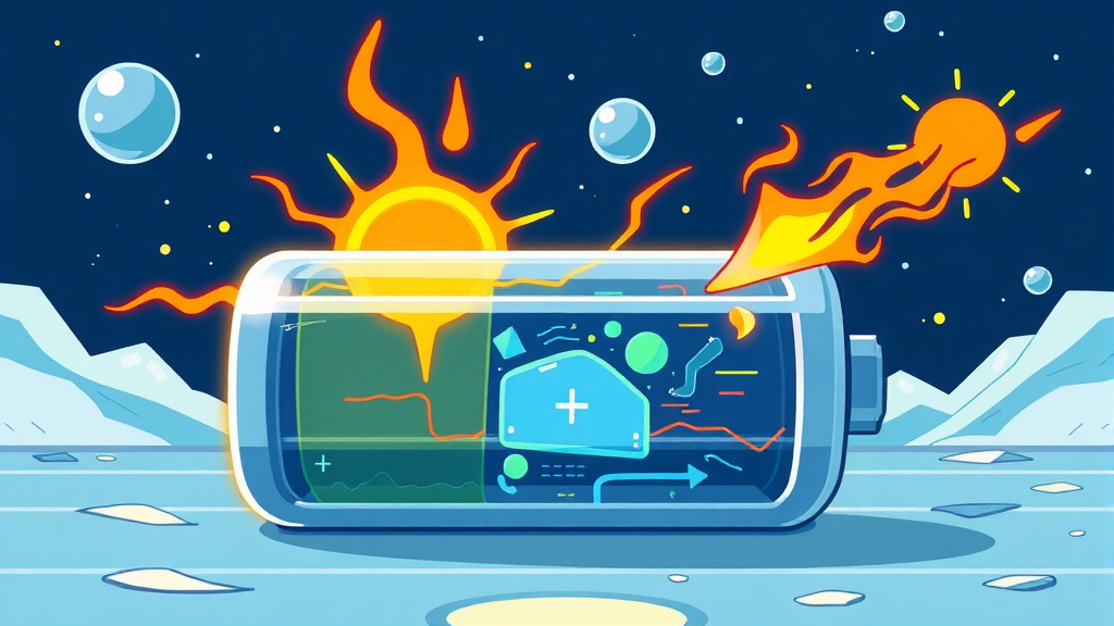 전고체 배터리의 기술적 난제와 해결 과제 (cartoon 스타일)