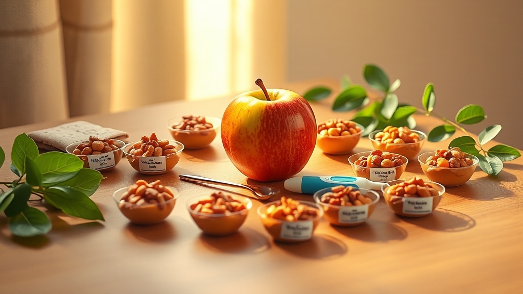 당뇨 간식 섭취 시 주의사항 (realistic 스타일)