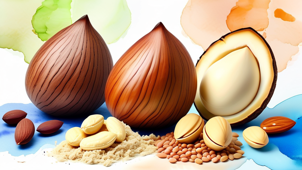 다이어트 성공을 돕는 단백질 풍부 견과류 10가지 (watercolor 스타일)