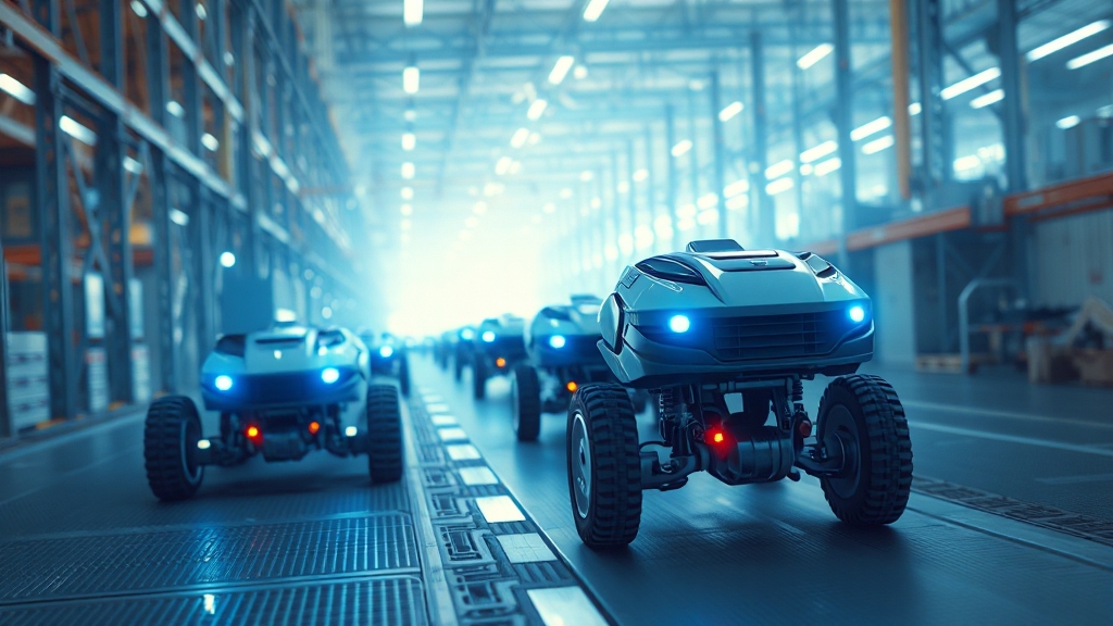 자율주행 로봇과 SLAM 기술 (realistic 스타일)