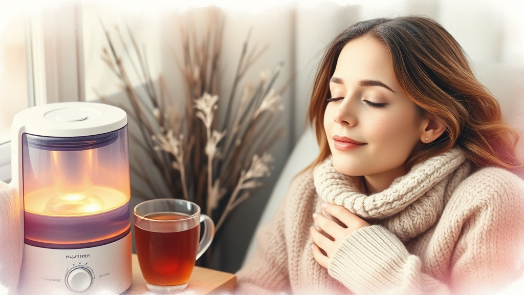 마른 기침 멈추는 생활 속 관리법 (watercolor 스타일)