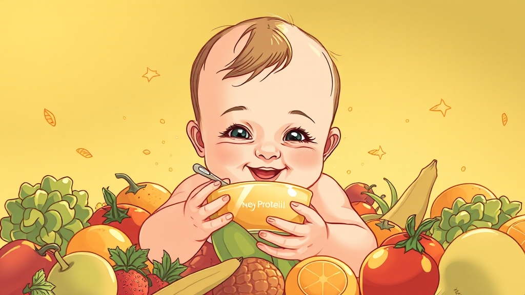 성장기 아기를 위한 단백질 간식 (illustration 스타일)