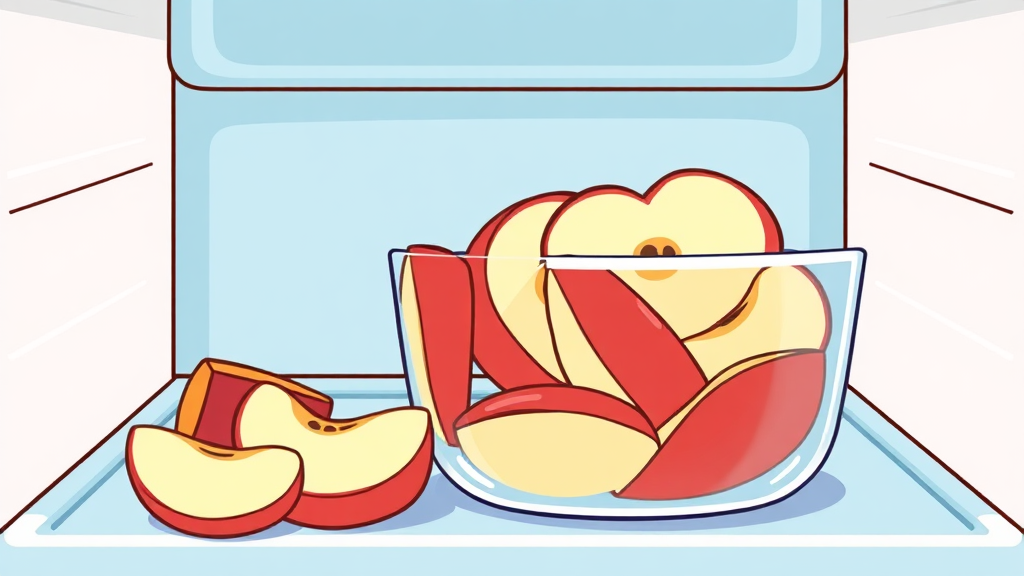 깎은 사과, 오래 보관하는 비법 (cartoon 스타일)