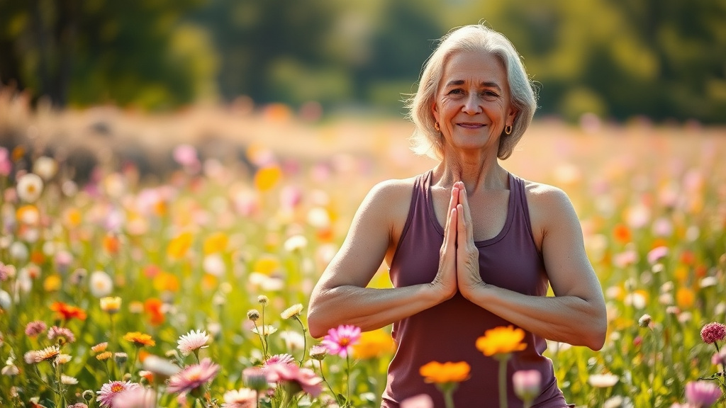 갱년기 증상 완화 방법 (realistic 스타일)