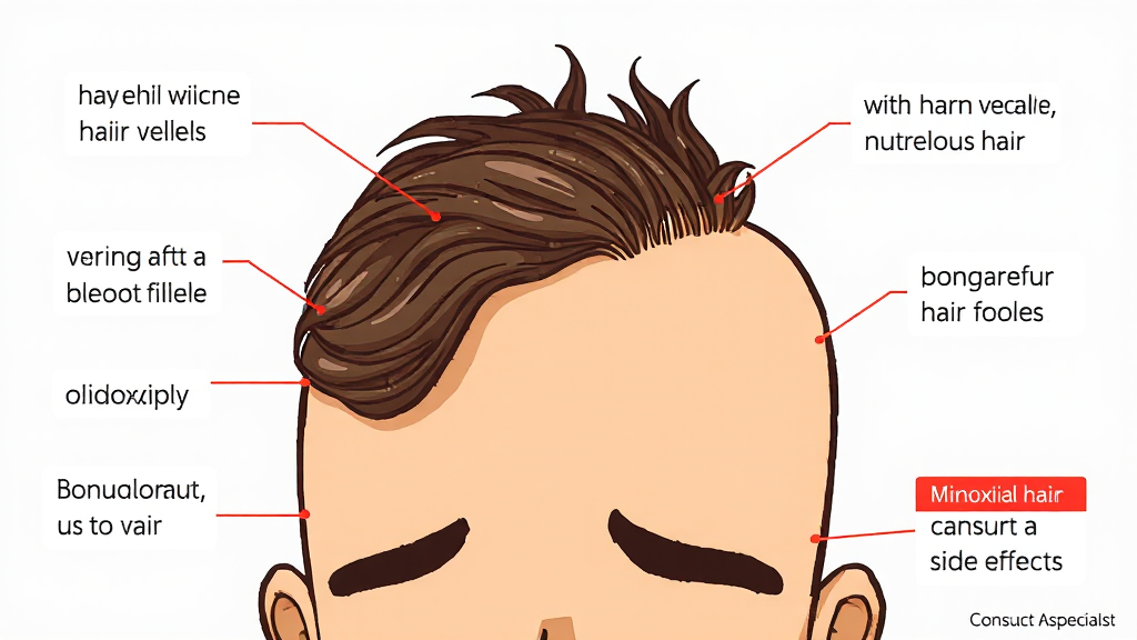 미녹시딜, 효과와 부작용은? (cartoon 스타일)
