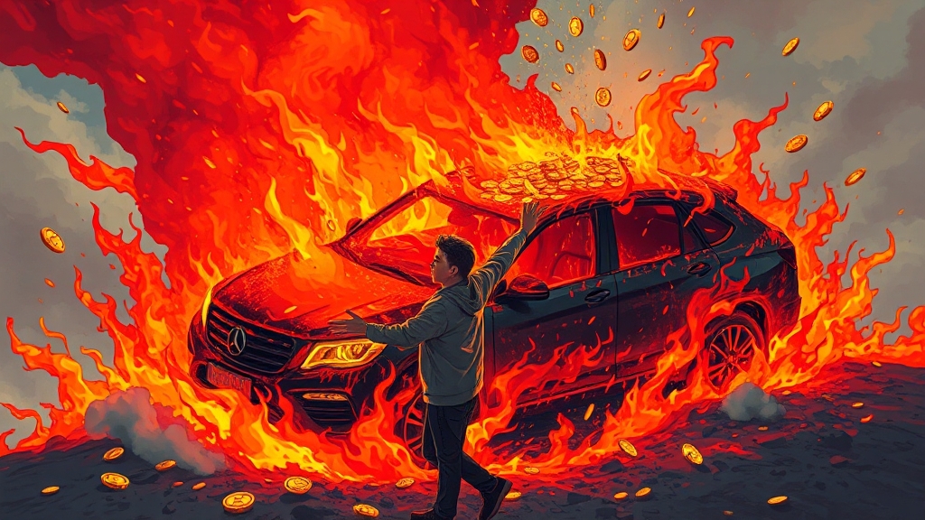 차량 관련 불꿈: 재물과 심리 (illustration 스타일)