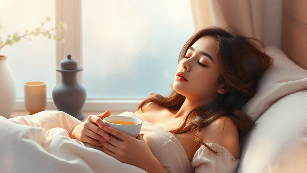 불면증 차와 함께하는 건강한 수면 루틴 (watercolor 스타일)