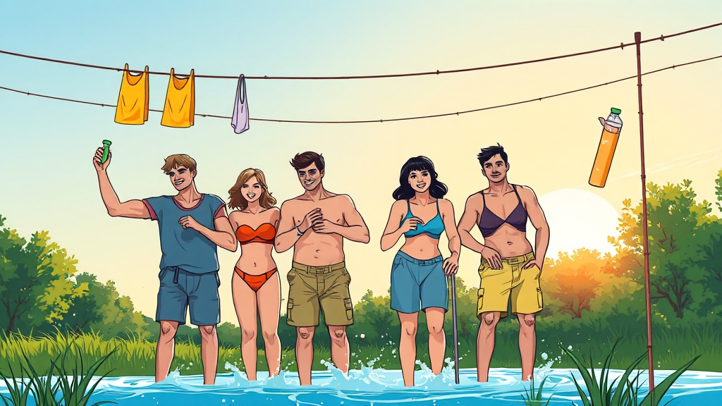 물놀이 후 관리 (cartoon 스타일)