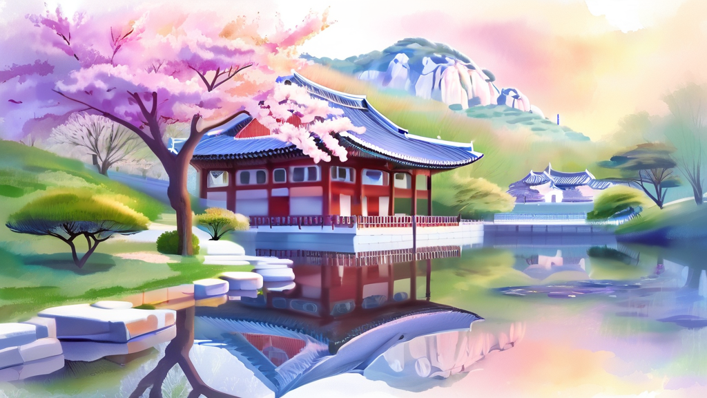 전국 벚꽃 명소 추천 (watercolor 스타일)