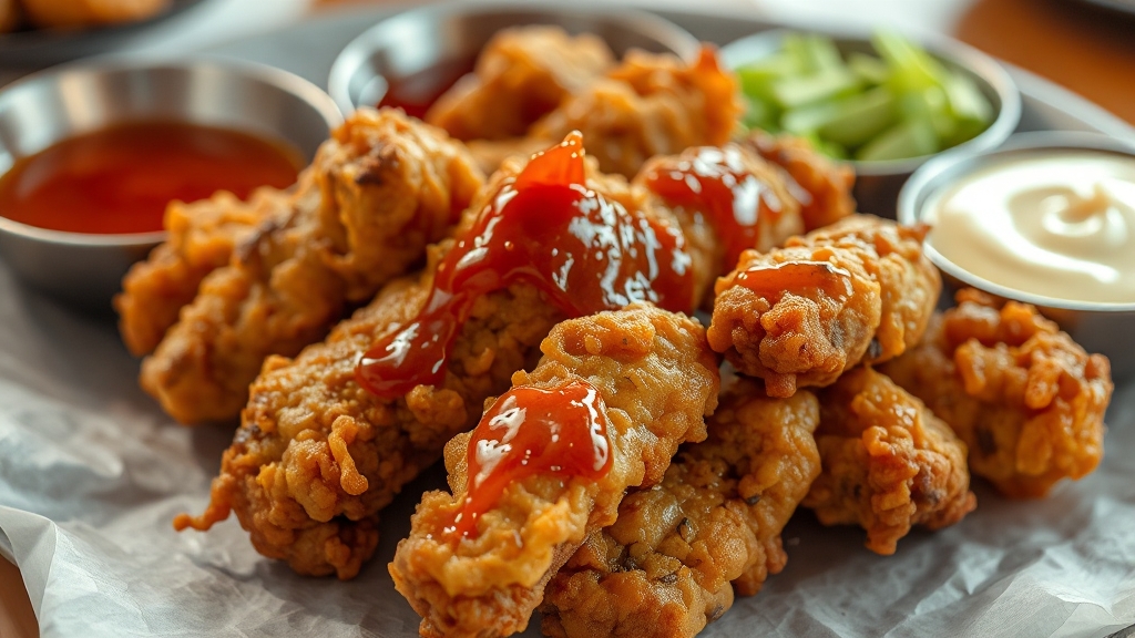 가라아게와 찰떡 소스 추천 (realistic 스타일)