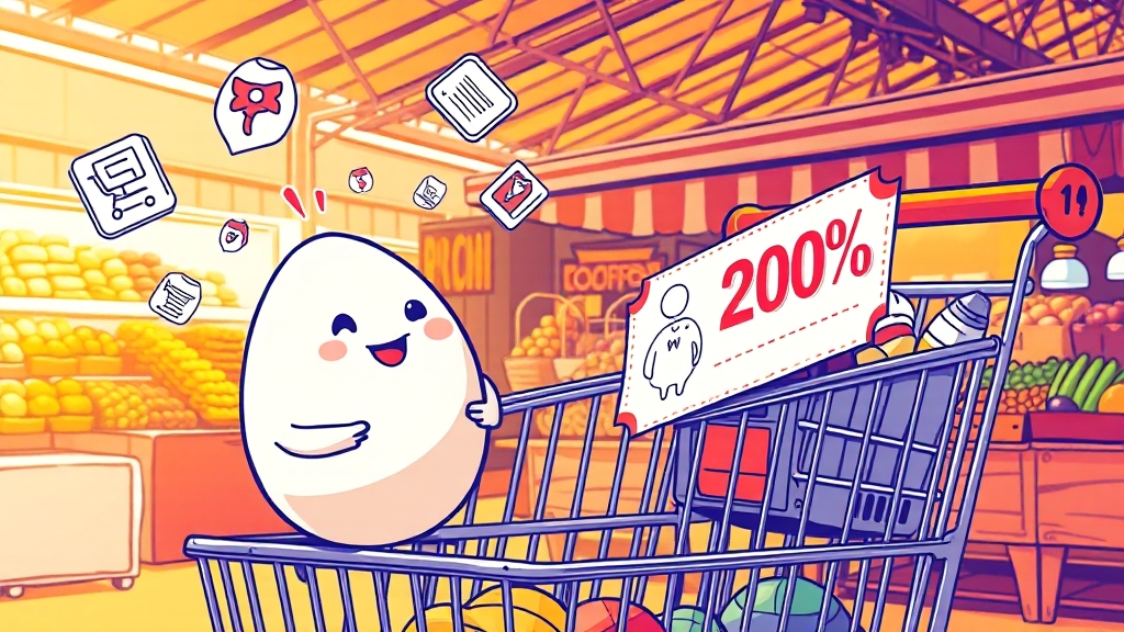 소비쿠폰, 계란값 부담을 덜어줘요! (cartoon 스타일)