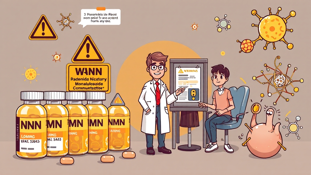 NMN 복용 시 주의사항은? (cartoon 스타일)